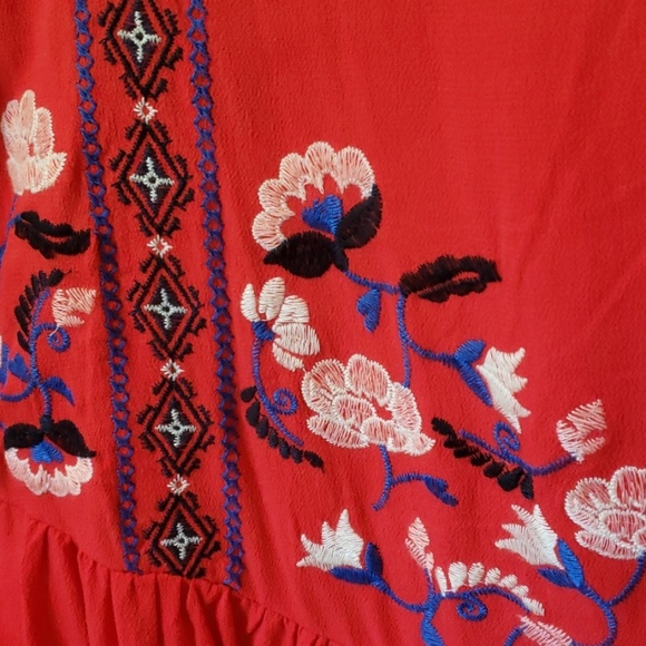 Boho Embroidered Red Dress - Picture 7 of 8